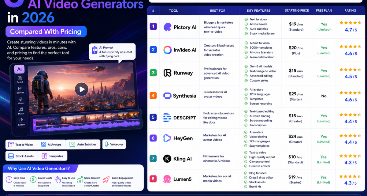 8 Best AI Video Generators in 2026 (Compared With Pricing)