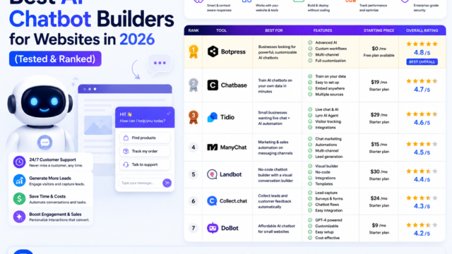 Best AI Chatbot Builders for Websites in 2026 (Tested & Ranked)