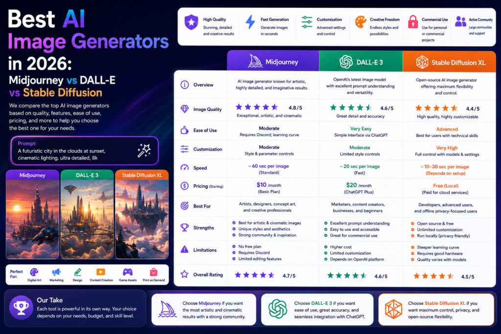 Best AI Image Generators in 2026 Midjourney vs DALL-E vs Stable Diffusion