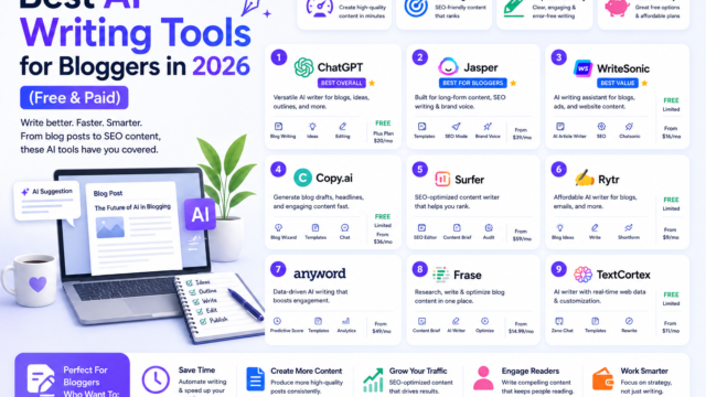 Best AI Writing Tools for Bloggers in 2026 (Free & Paid, Tested)