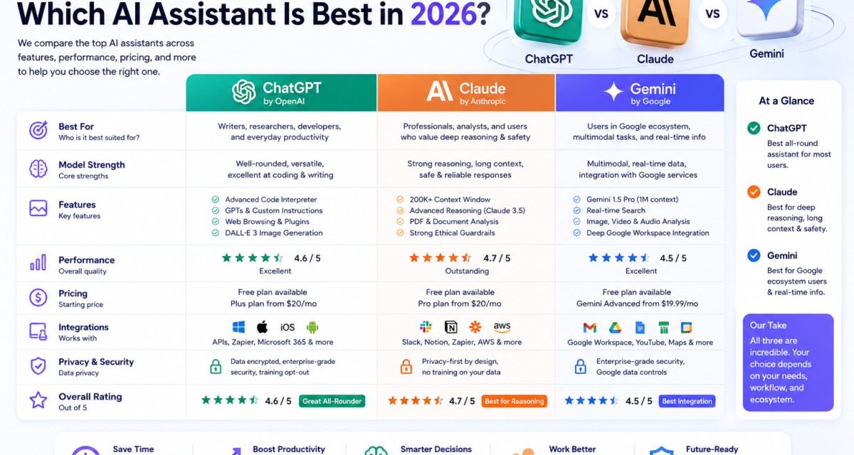 ChatGPT vs Claude vs Gemini: Which AI Assistant Is Best in 2026?
