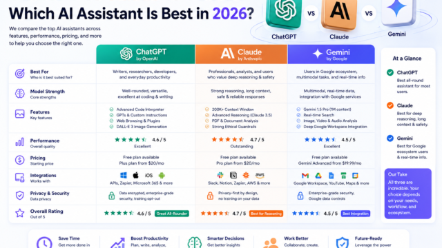 ChatGPT vs Claude vs Gemini: Which AI Assistant Is Best in 2026?