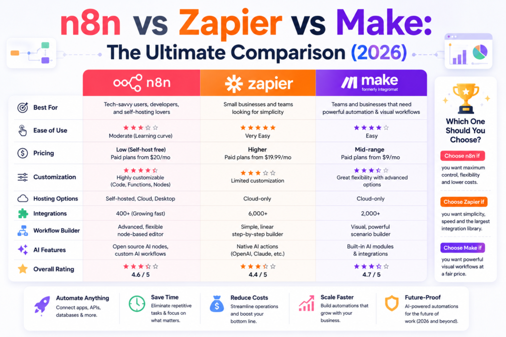 n8n vs Zapier vs Make The Ultimate Comparison (2026)